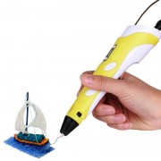 3D-ручка с дисплеем для рисования 3D Pen 2 с комплектом пластика (3 цвета) Желтая
