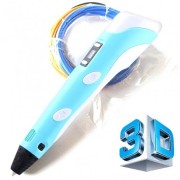 3D-ручка с дисплеем для рисования 3D Pen 2 с комплектом пластика (3 цвета) Голубая