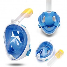 Полнолицевая панорамная маска для плавания TOPA FREE BREATH (L/XL) Голубая с креплением для камеры