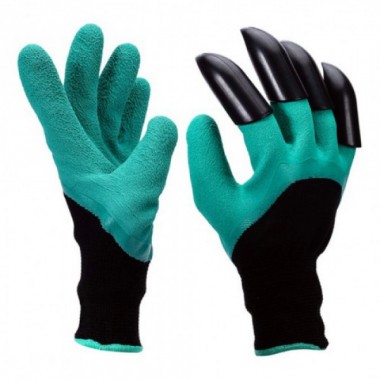 Садовые перчатки Garden Genie Gloves с когтями Черно-бирюзовые