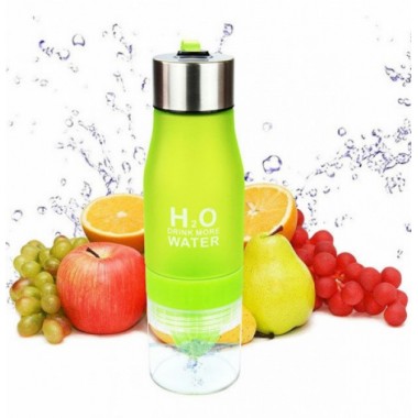 Бутылка соковыжималка для воды с фруктами H2O Water Bottle 650 мл герметичная Зеленая