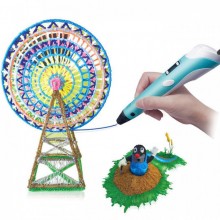 3D-ручка c экраном 3D Pen 2  с Набором Эко Пластика PLA (3 цветов) Голубая (85645blue)