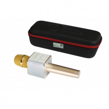 Беспроводной Bluetooth караоке микрофон TOPA Q9 Золотой с чехлом 