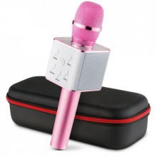 Беспроводной Bluetooth караоке микрофон TOPA Q7 Розовый с чехлом 
