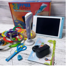 Набор для творчества 3Д ручка Фиолетовая 3D Pen-6 c LCD дисплеем Графический планшет Трафареты 100 м пластика в комплекте 