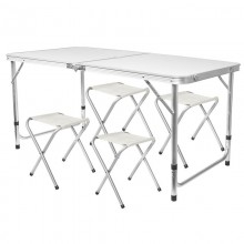 Стол раскладной для пикника и рыбалки Folding Table с 4 стульями Белый