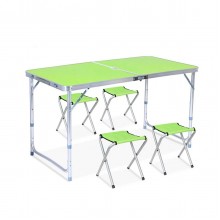 Стол раскладной для пикника и рыбалки Folding Table с 4 стульями Зеленый