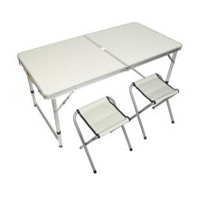 Стол раскладной для пикника и рыбалки Folding Table с 4 стульями Белый Мрамор
