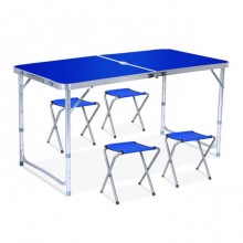 Стол раскладной для пикника и рыбалки Folding Table с 4 стульями Синий